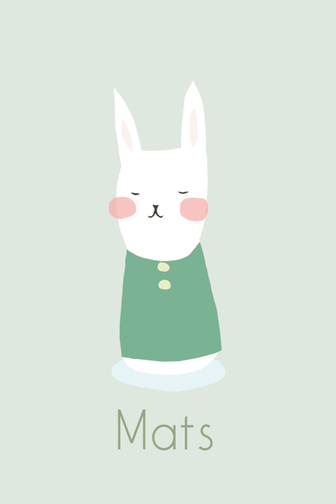 Geboortekaartje konijn groen mint
