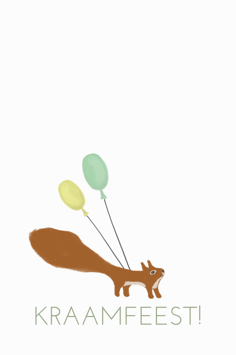 Kraamfeest kaart eekhoorn ballonnen